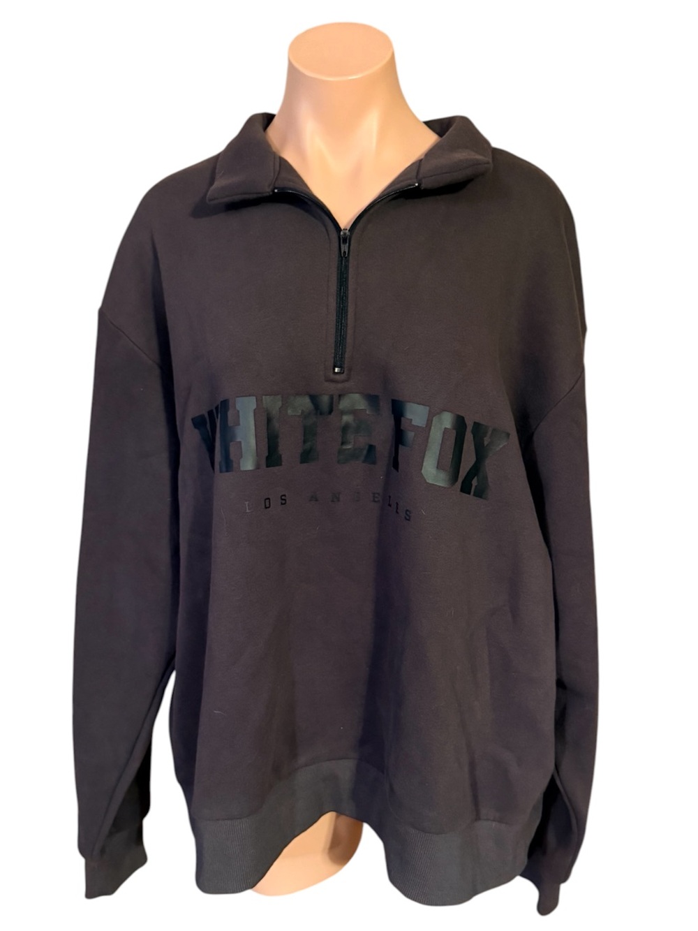 White Fox Womens M/L Dark Gray High Standard Half Zip Pullover Sweatshirt